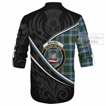 MacNeil (McNeil) Tartan Family Crest Ghillie Kilt Shirt Celtic Scottish Thistle Floral