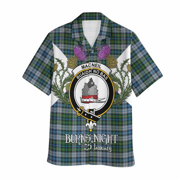 MacNeil (McNeil) Tartan Family Crest Hawaiian Shirt Scottish Burns Night Thistle Floral