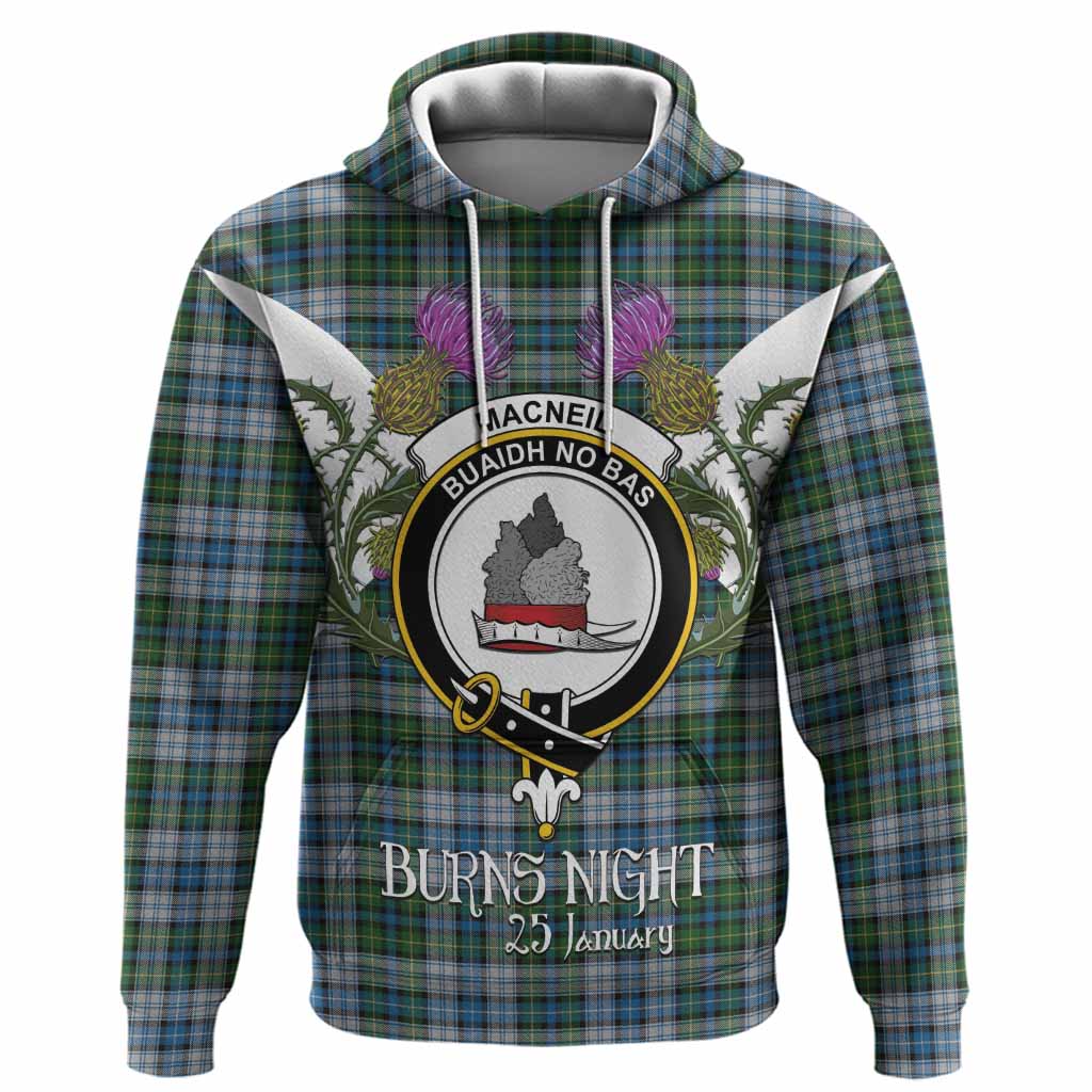 MacNeil (McNeil) Tartan Family Crest Hoodie Scottish Burns Night Thistle Floral