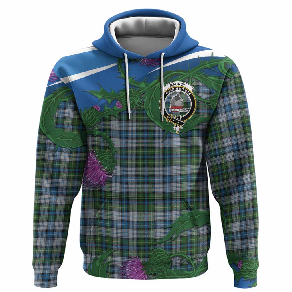 MacNeil (McNeil) Tartan Family Crest Hoodie Thistle in Minimalism