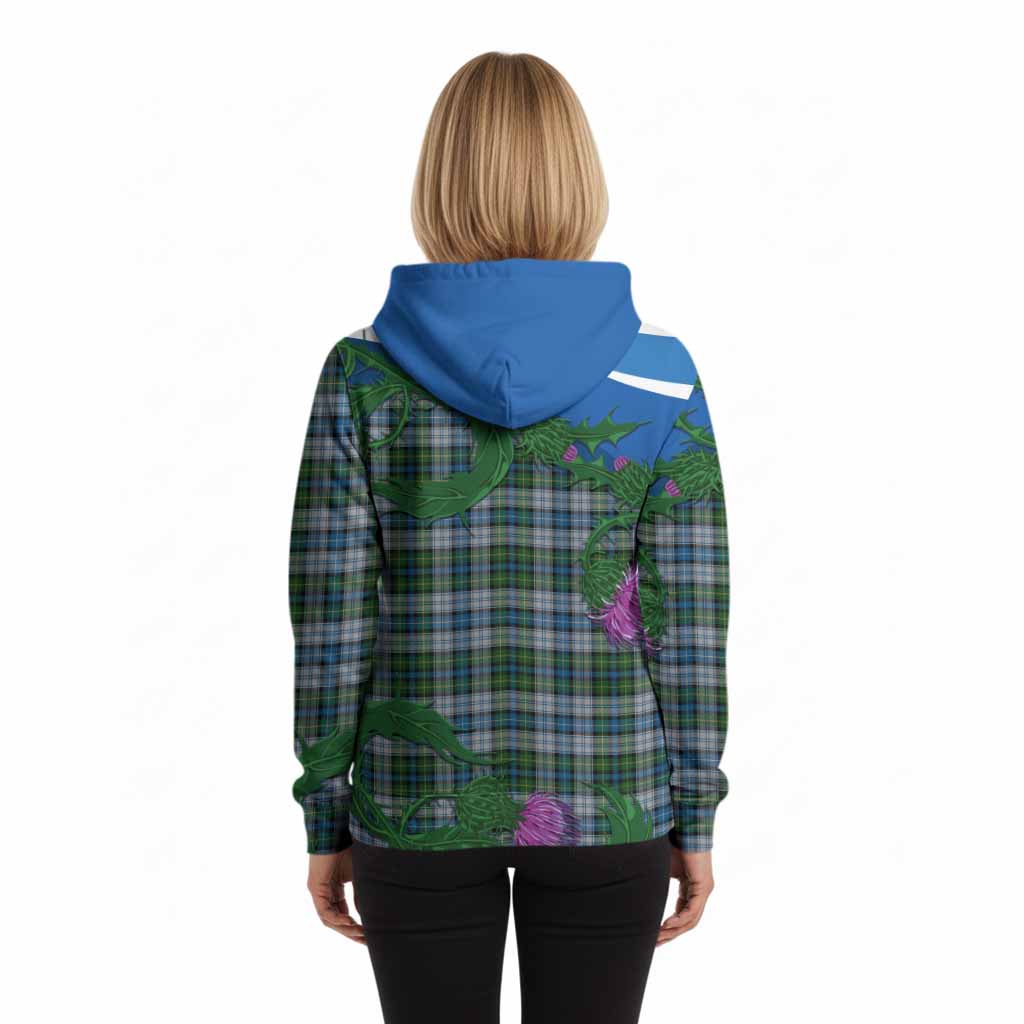 MacNeil (McNeil) Tartan Family Crest Hoodie Thistle in Minimalism
