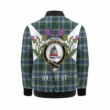MacNeil (McNeil) Tartan Family Crest Kid Bomber Jacket Scottish Burns Night Thistle Floral