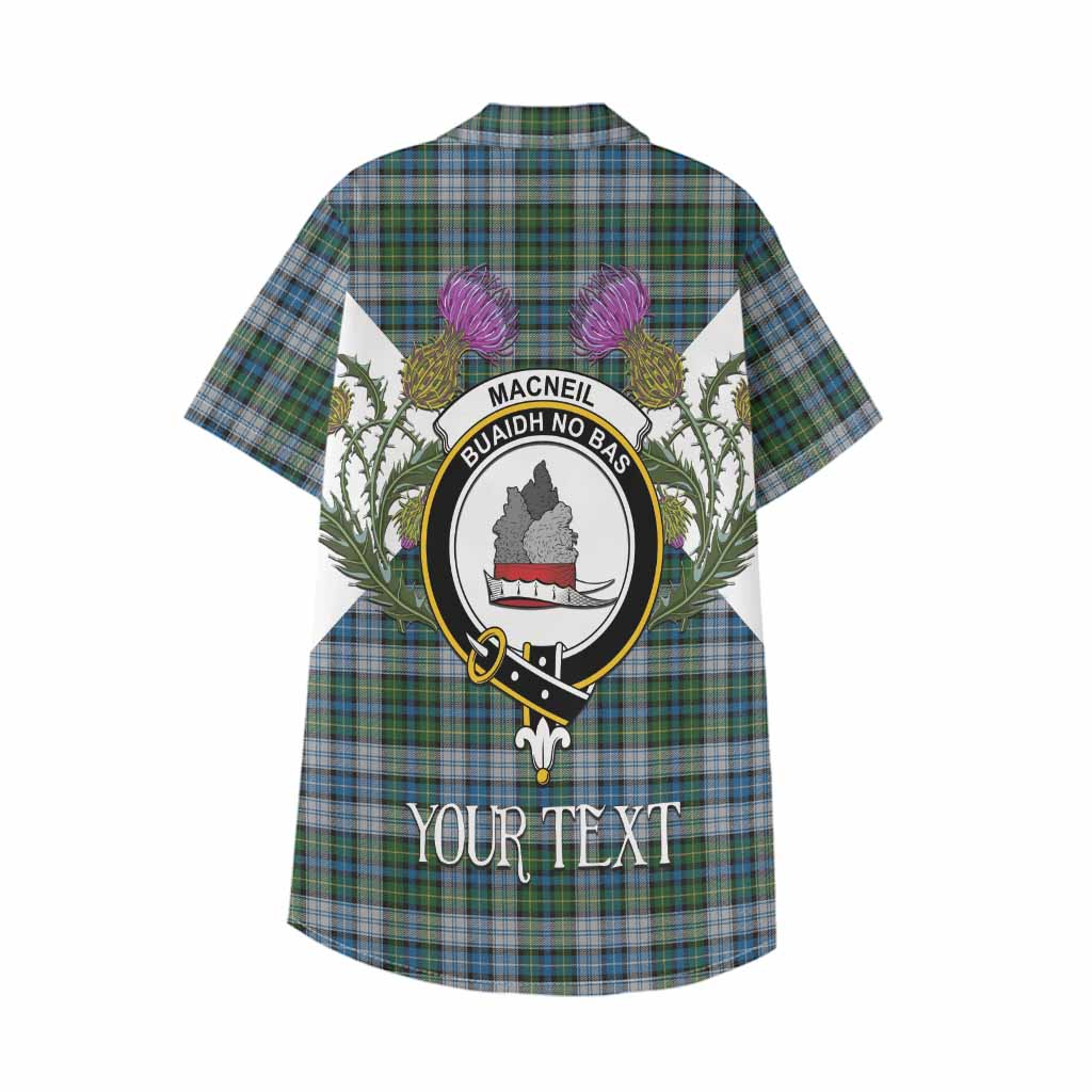 MacNeil (McNeil) Tartan Family Crest Kid Hawaiian Shirt Scottish Burns Night Thistle Floral
