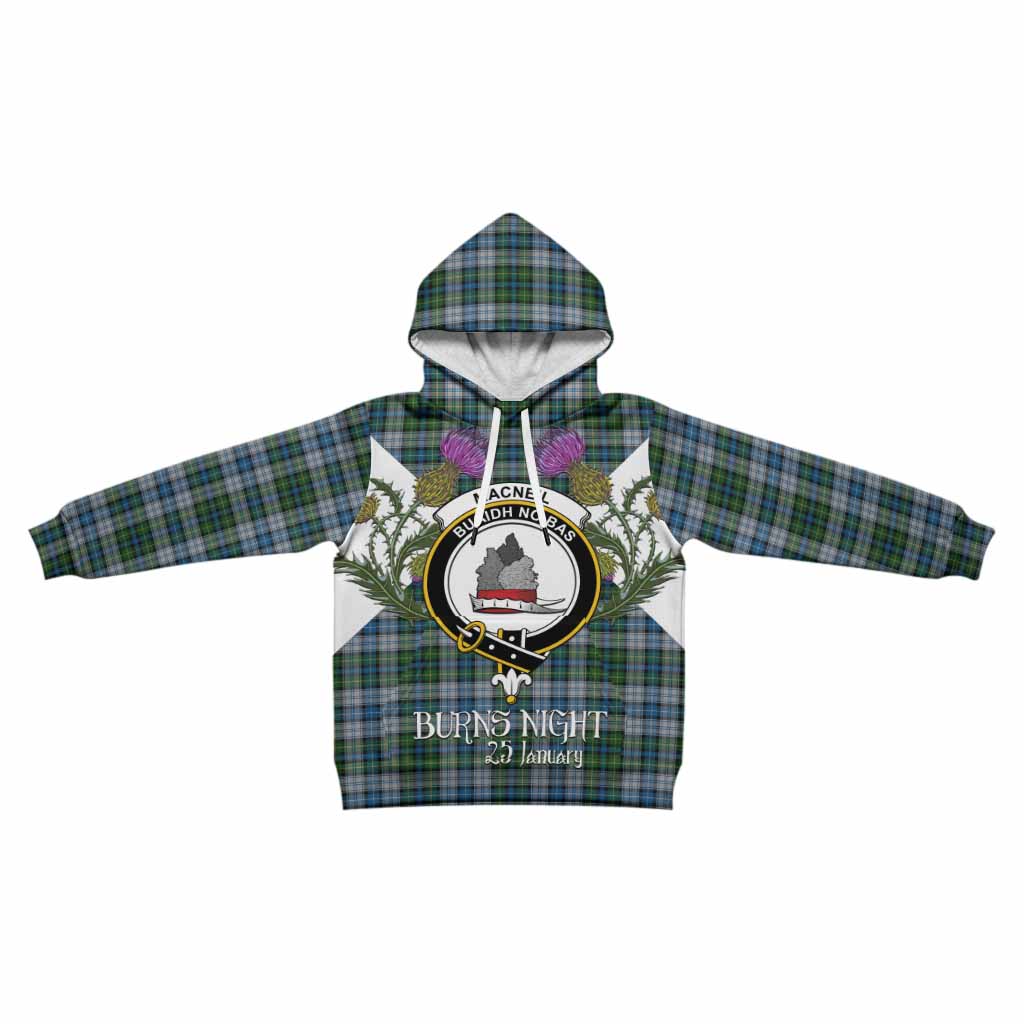 MacNeil (McNeil) Tartan Family Crest Kid Hoodie Scottish Burns Night Thistle Floral