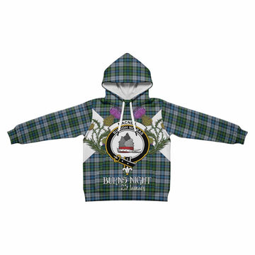 MacNeil (McNeil) Tartan Family Crest Kid Hoodie Scottish Burns Night Thistle Floral