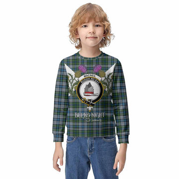 MacNeil (McNeil) Tartan Family Crest Kid Knitted Sweatshirt Scottish Burns Night Thistle Floral