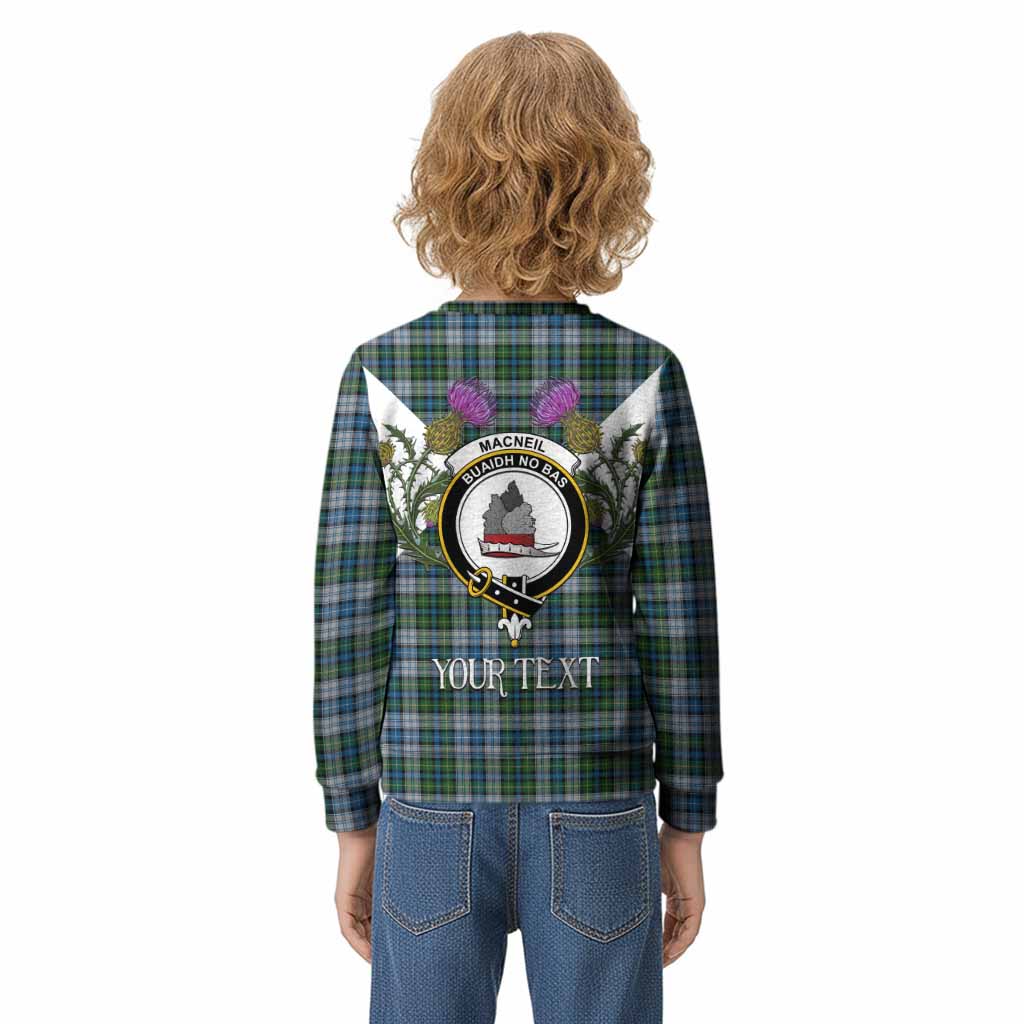 MacNeil (McNeil) Tartan Family Crest Kid Knitted Sweatshirt Scottish Burns Night Thistle Floral