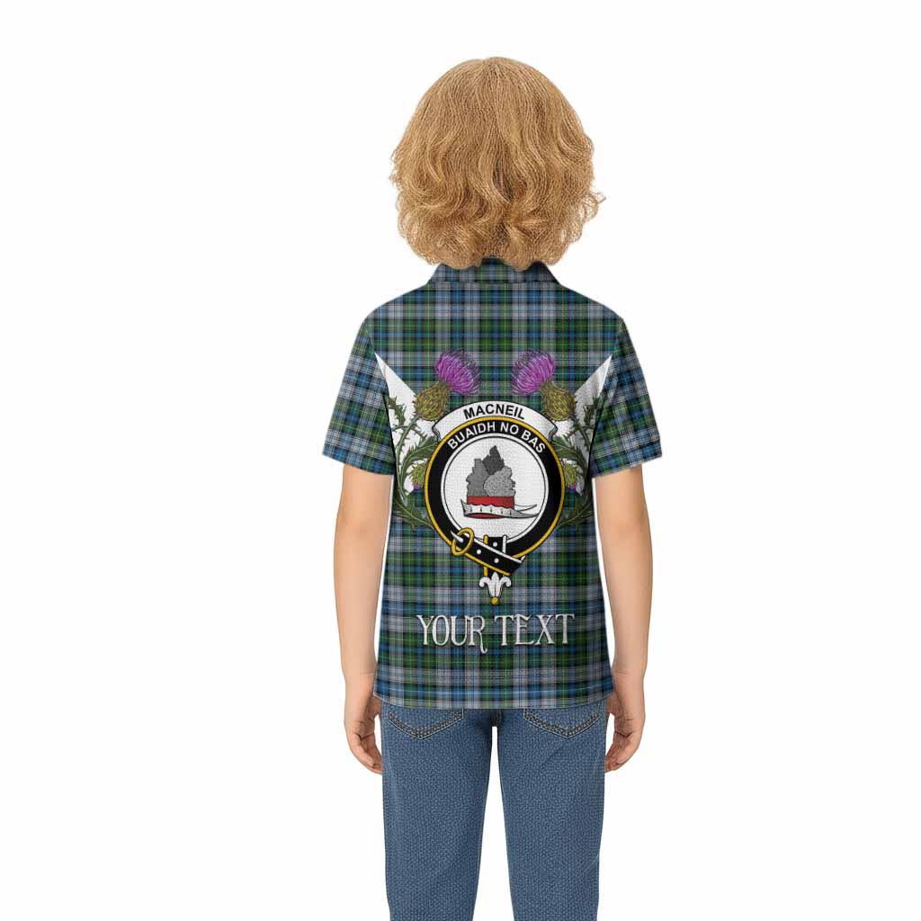 MacNeil (McNeil) Tartan Family Crest Kid Polo Shirt Scottish Burns Night Thistle Floral