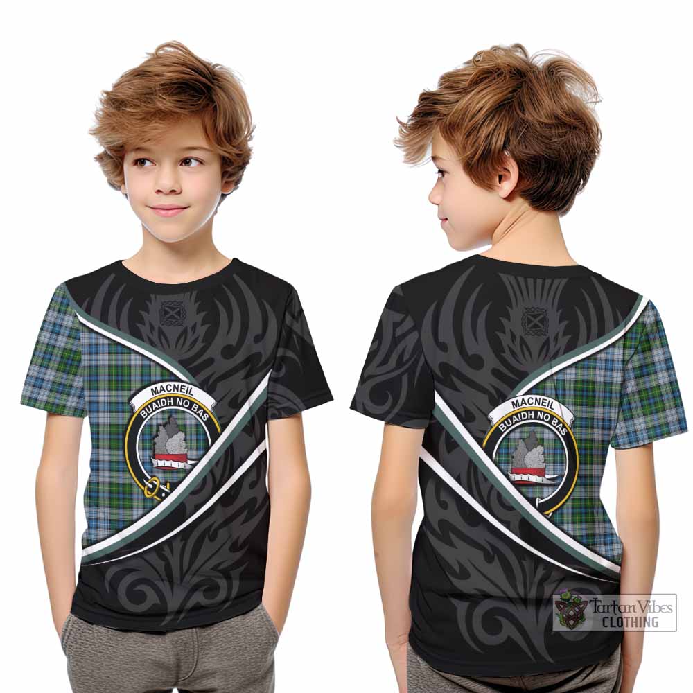 MacNeil (McNeil) Tartan Family Crest Kid T-shirt Celtic Scottish Thistle Floral - Tartan Vibes Clothing