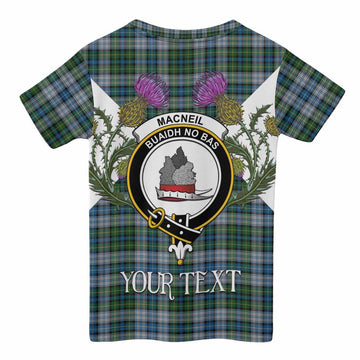 MacNeil (McNeil) Tartan Family Crest Kid T-shirt Scottish Burns Night Thistle Floral