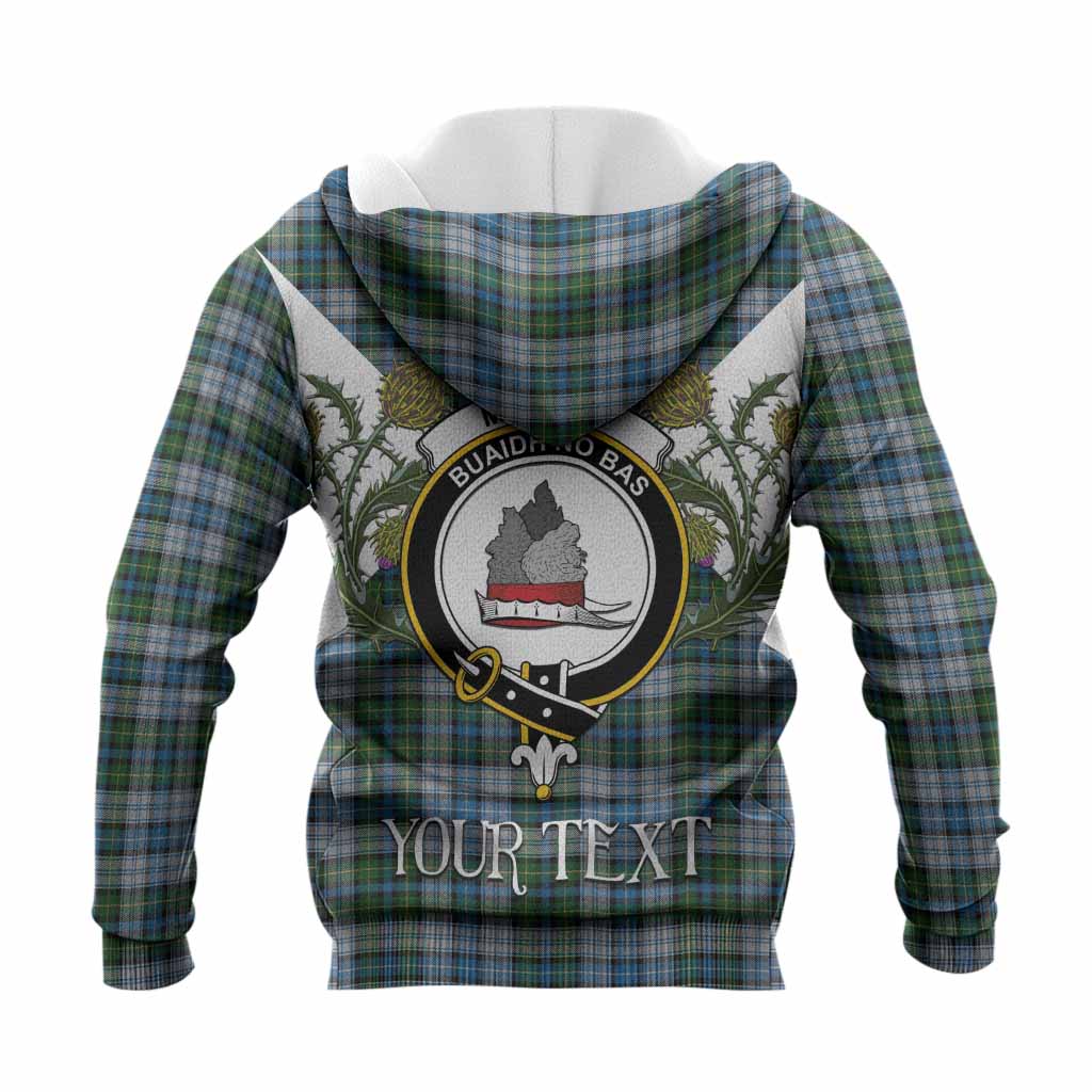 MacNeil (McNeil) Tartan Family Crest Knitted Hoodie Scottish Burns Night Thistle Floral