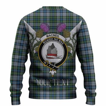MacNeil (McNeil) Tartan Family Crest Knitted Sweater Scottish Burns Night Thistle Floral