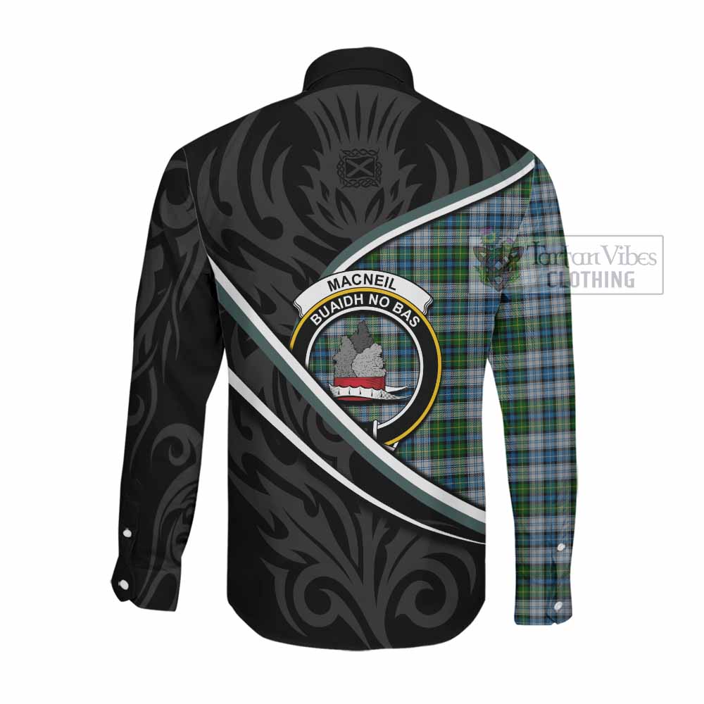 MacNeil (McNeil) Tartan Family Crest Long Sleeve Button Shirts Celtic Scottish Thistle Floral - Tartan Vibes Clothing