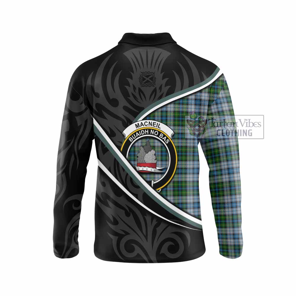 MacNeil (McNeil) Tartan Family Crest Long Sleeve Polo Shirt Celtic Scottish Thistle Floral - Tartan Vibes Clothing