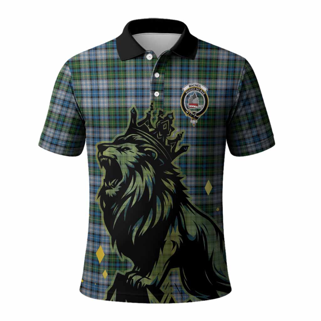 MacNeil (McNeil) Tartan Family Crest Polo Shirt Crowned Lion Roaring