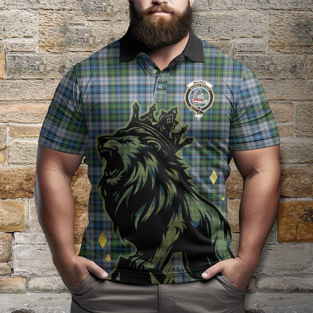 MacNeil (McNeil) Tartan Family Crest Polo Shirt Crowned Lion Roaring
