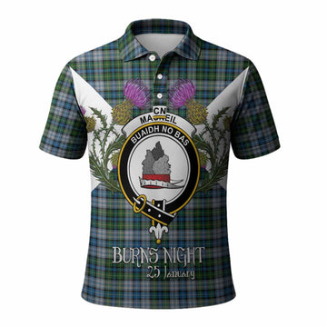 MacNeil (McNeil) Tartan Family Crest Polo Shirt Scottish Burns Night Thistle Floral