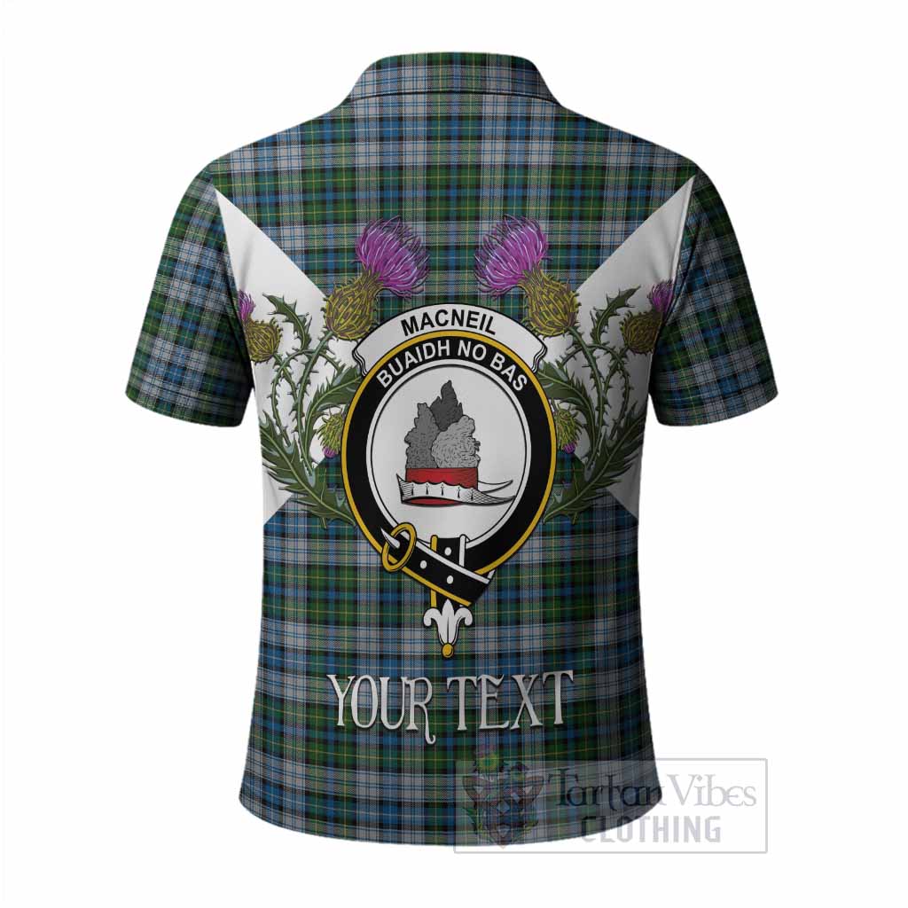 MacNeil (McNeil) Tartan Family Crest Polo Shirt Scottish Burns Night Thistle Floral