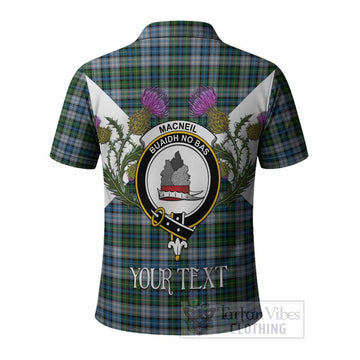 MacNeil (McNeil) Tartan Family Crest Polo Shirt Scottish Burns Night Thistle Floral