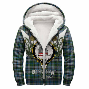 MacNeil (McNeil) Tartan Family Crest Sherpa Hoodie Scottish Burns Night Thistle Floral