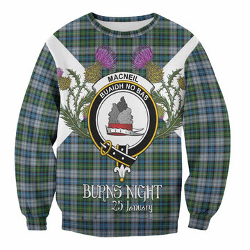 MacNeil (McNeil) Tartan Family Crest Sweatshirt Scottish Burns Night Thistle Floral