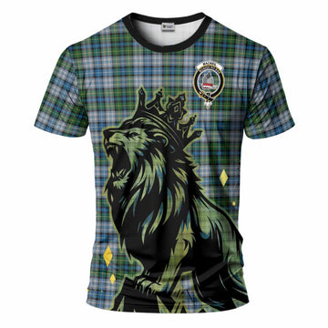 MacNeil (McNeil) Tartan Family Crest T-Shirt Crowned Lion Roaring