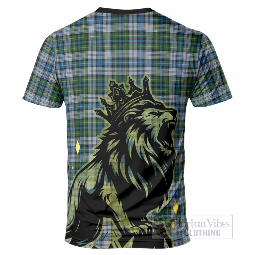 MacNeil (McNeil) Tartan Family Crest T-Shirt Crowned Lion Roaring