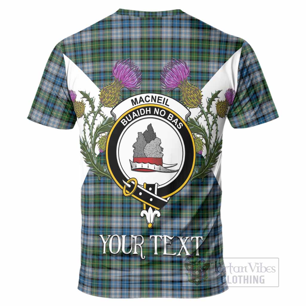 MacNeil (McNeil) Tartan Family Crest T-Shirt Scottish Burns Night Thistle Floral