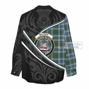 MacNeil (McNeil) Tartan Family Crest Women Casual Shirt Celtic Scottish Thistle Floral - Tartan Vibes Clothing