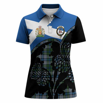 MacNeil (McNeil) Tartan Family Crest Women Polo Shirt Scotland Thistle Floral Flag Style