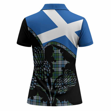 MacNeil (McNeil) Tartan Family Crest Women Polo Shirt Scotland Thistle Floral Flag Style