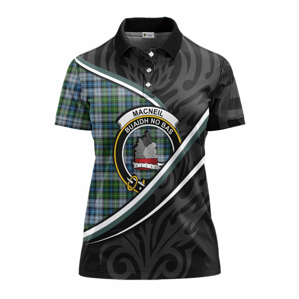 MacNeil (McNeil) Tartan Family Crest Women's Polo Shirt Celtic Scottish Thistle Floral - Tartan Vibes Clothing