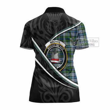 MacNeil (McNeil) Tartan Family Crest Women's Polo Shirt Celtic Scottish Thistle Floral