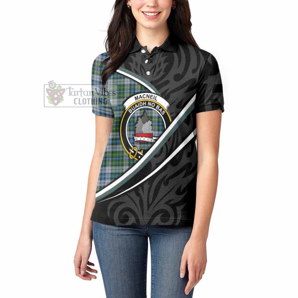 MacNeil (McNeil) Tartan Family Crest Women's Polo Shirt Celtic Scottish Thistle Floral - Tartan Vibes Clothing