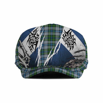 MacNeil (McNeil) Tartan Flat Cap, Jeff Cap Scotland Flag Ripped Tribal Design