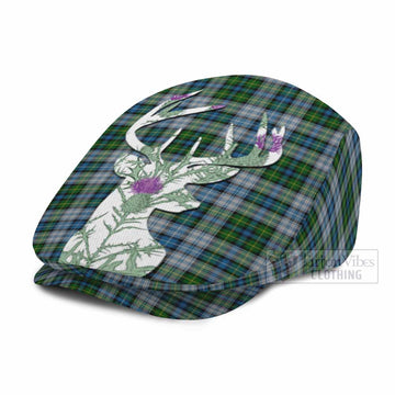 MacNeil (McNeil) Tartan Flat Cap, Jeff Cap Scottish Stag Thistle Floral Art