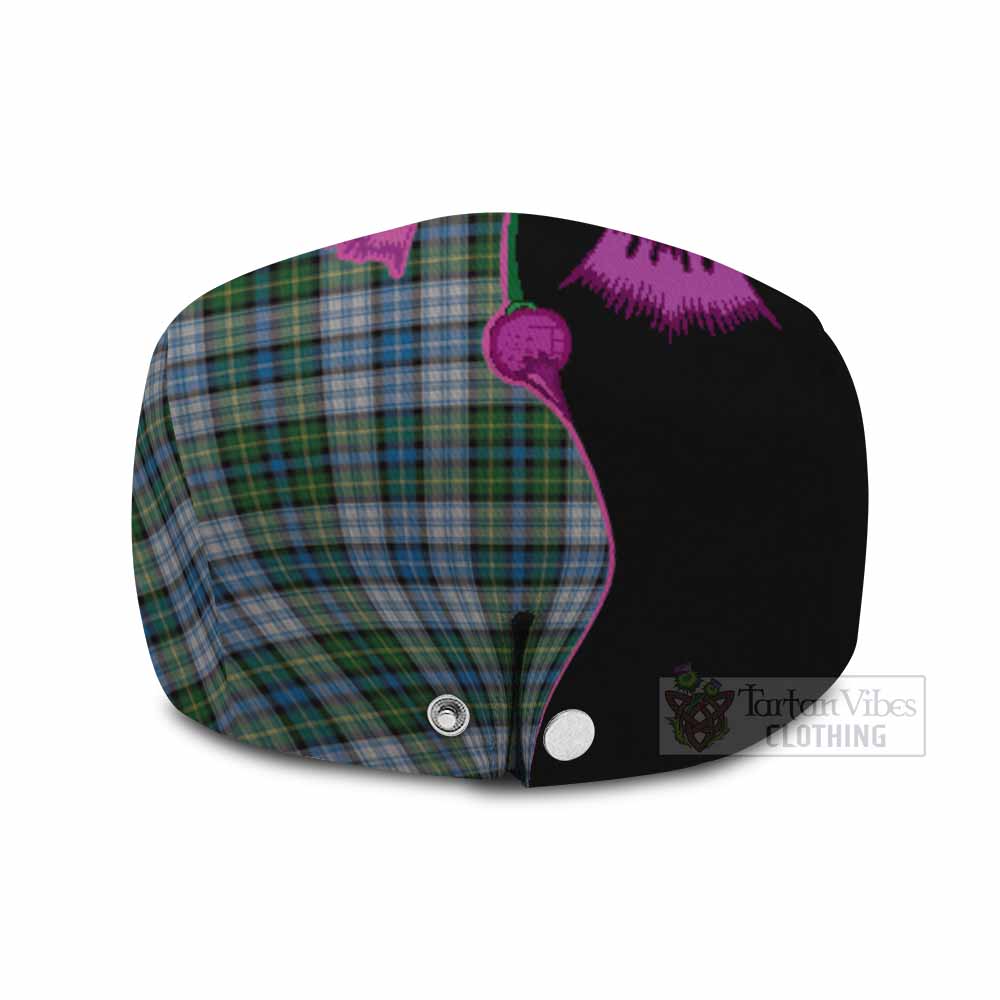 MacNeil (McNeil) Tartan Flat Cap, Jeff Cap Traditional Scottish Thistle
