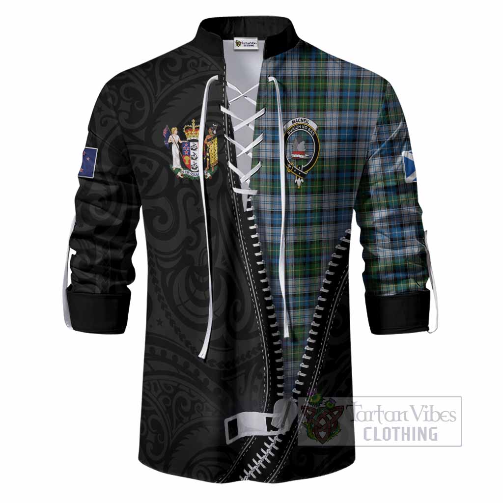 MacNeil (McNeil) Tartan Ghillie Shirt New Zealand Pattern Unique Zipper Stylized