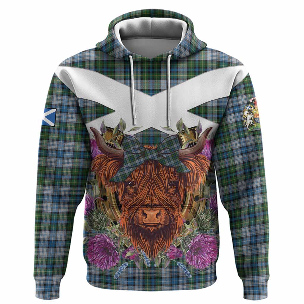 MacNeil (McNeil) Tartan Hoodie Scottish Thistle Heilan Coo