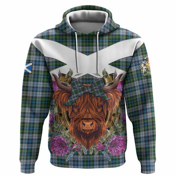 MacNeil (McNeil) Tartan Hoodie Scottish Thistle Heilan Coo