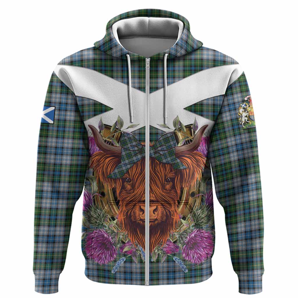 MacNeil (McNeil) Tartan Hoodie Scottish Thistle Heilan Coo