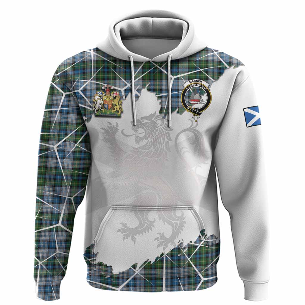 MacNeil (McNeil) Tartan Hoodie with Family Crest and Lion Rampant Grunge Style