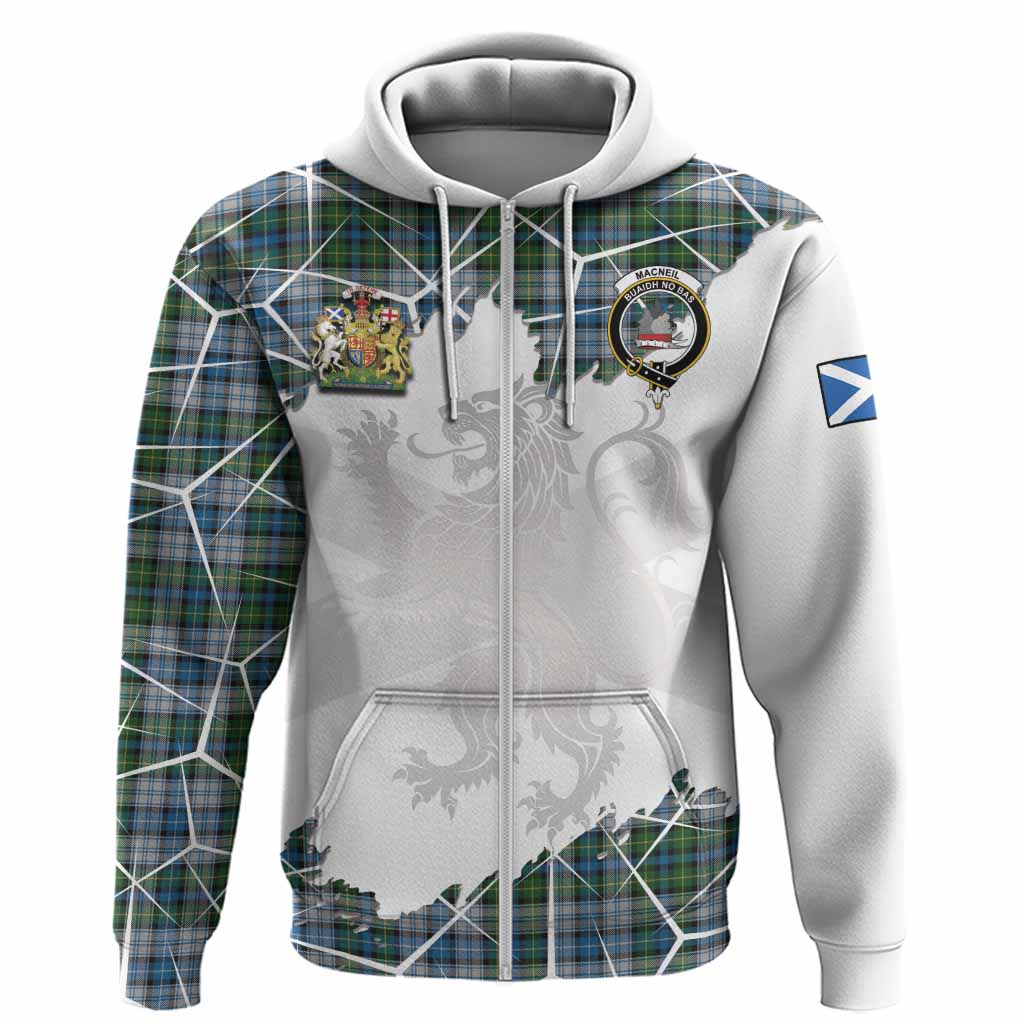 MacNeil (McNeil) Tartan Hoodie with Family Crest and Lion Rampant Grunge Style