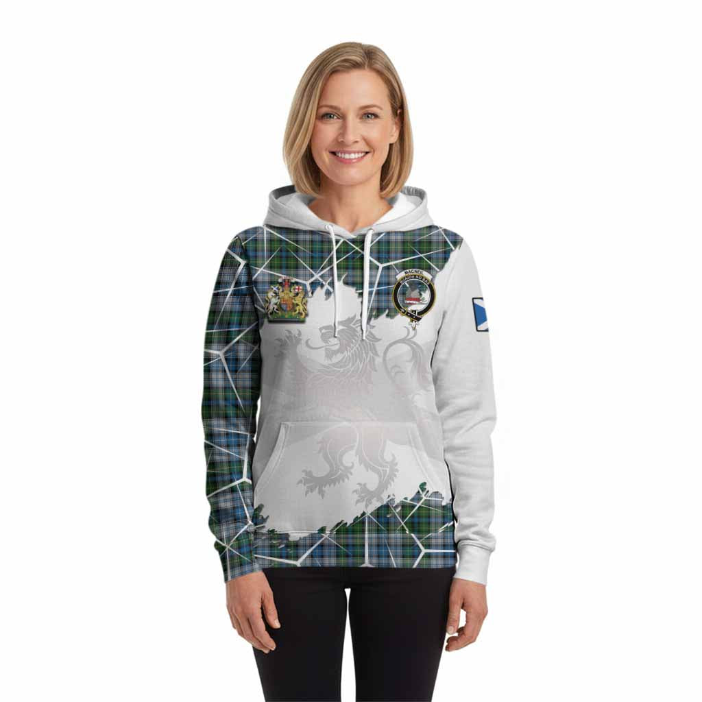 MacNeil (McNeil) Tartan Hoodie with Family Crest and Lion Rampant Grunge Style