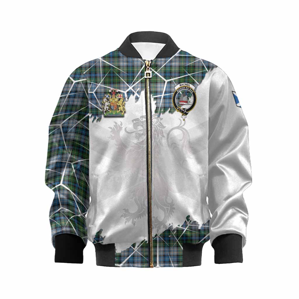 MacNeil (McNeil) Tartan Kid Bomber Jacket with Family Crest and Lion Rampant Grunge Style