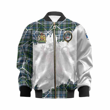 MacNeil (McNeil) Tartan Kid Bomber Jacket with Family Crest and Lion Rampant Grunge Style