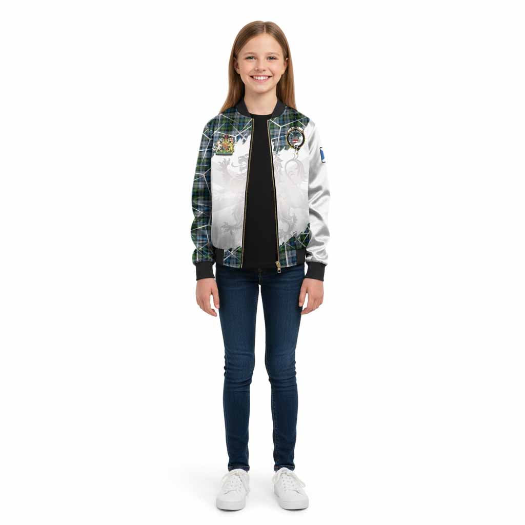 MacNeil (McNeil) Tartan Kid Bomber Jacket with Family Crest and Lion Rampant Grunge Style