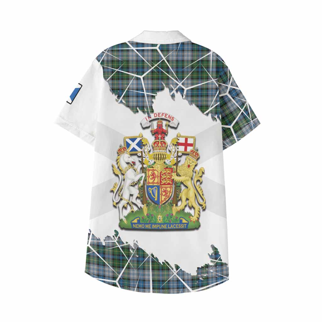 MacNeil (McNeil) Tartan Kid Hawaiian Shirt with Family Crest and Lion Rampant Grunge Style