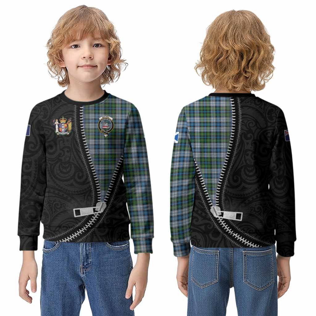 MacNeil (McNeil) Tartan Kid Knitted Sweatshirt New Zealand Pattern Unique Zipper Stylized
