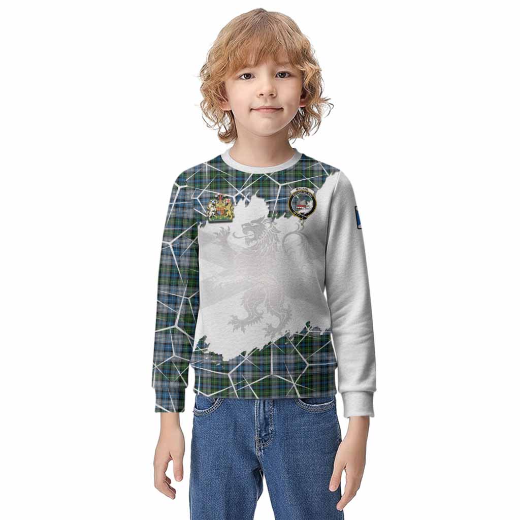 MacNeil (McNeil) Tartan Kid Knitted Sweatshirt with Family Crest and Lion Rampant Grunge Style